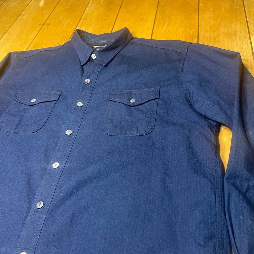 Dickies 1922 Made in USA Heavyweight Denim Button Up Shirt Size XL Triple Stitch